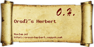 Orsós Herbert névjegykártya